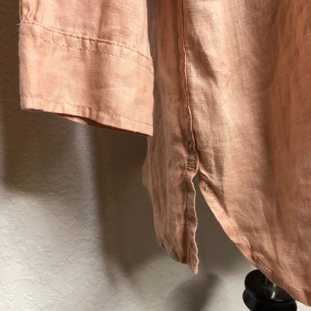 Garnet Hill light orange linen button down tunic top size Petite Large PL - Picture 4 of 14